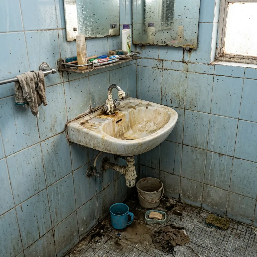 Bathroom before deep cleaning