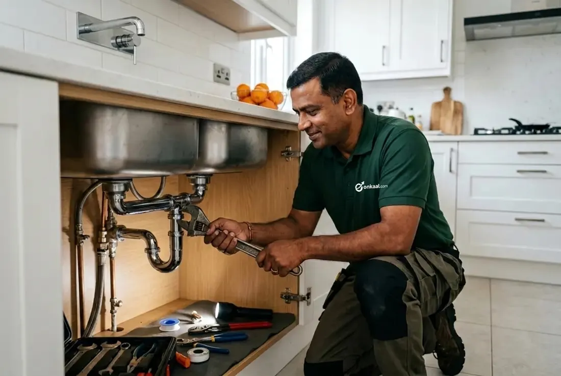 Plumber professional at work